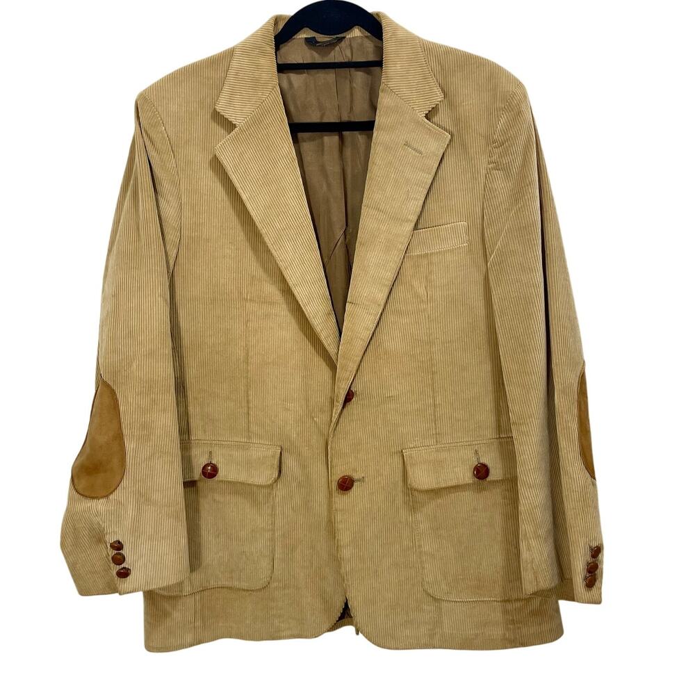 Vintage 70s Levi's Corduroy Blazer Tan Sports Coat Jacket Men's Size 40R